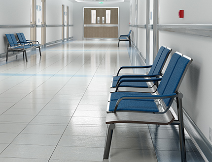 A waiting room in a hospital in Houston, Texas, after healthcare cleaning services from ServiceMaster Cleaning Pros