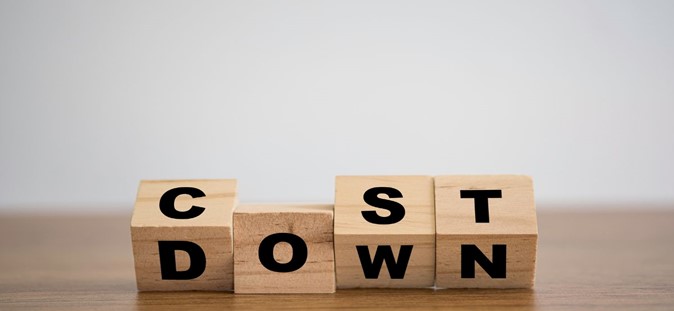 Letter blocks that say cost down